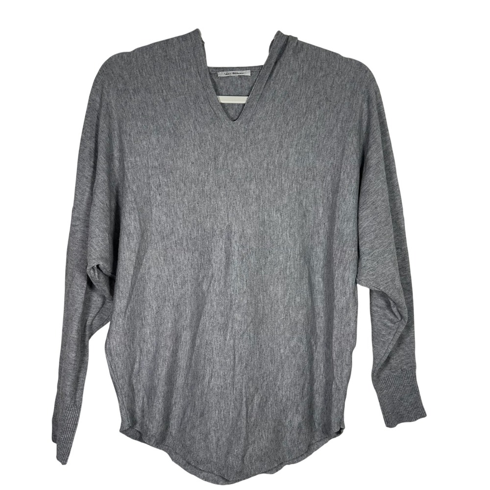 Vila Milano Womens Grey V-Neck Batwing Sleeve Hooded Knit Sweater Top‎ Size S